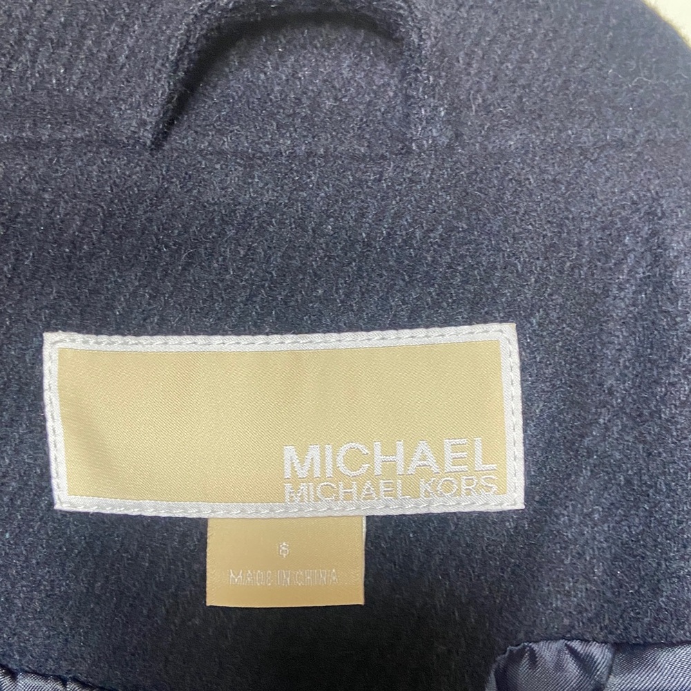 Sale! Studded Navy Women's Coat w/ studded collar,leather accents. Michael Kors. - Picture 11 of 16
